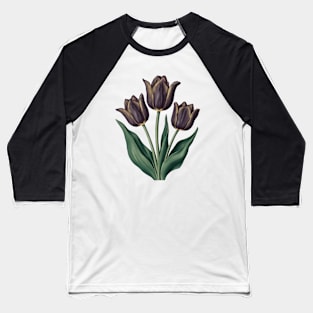 Cafe Noir Tulip, Vintage Botanical Baseball T-Shirt